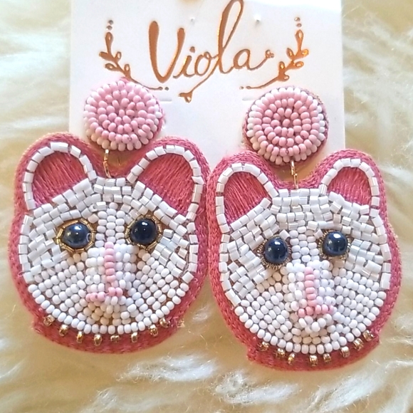 Other - Cat Seed Bead Cat Earrings
